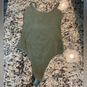 American Eagle Outfitters Green Ribbed Bodysuit